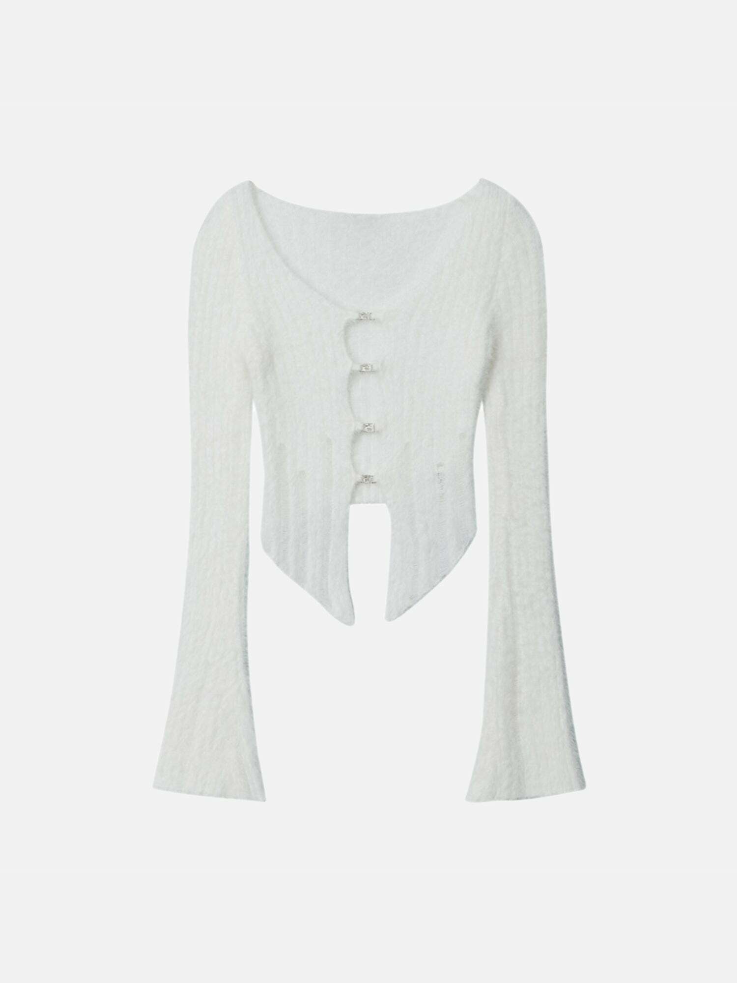 Gen Z K-POP Streetwear: Trendy Knitted French Long Sleeve Top