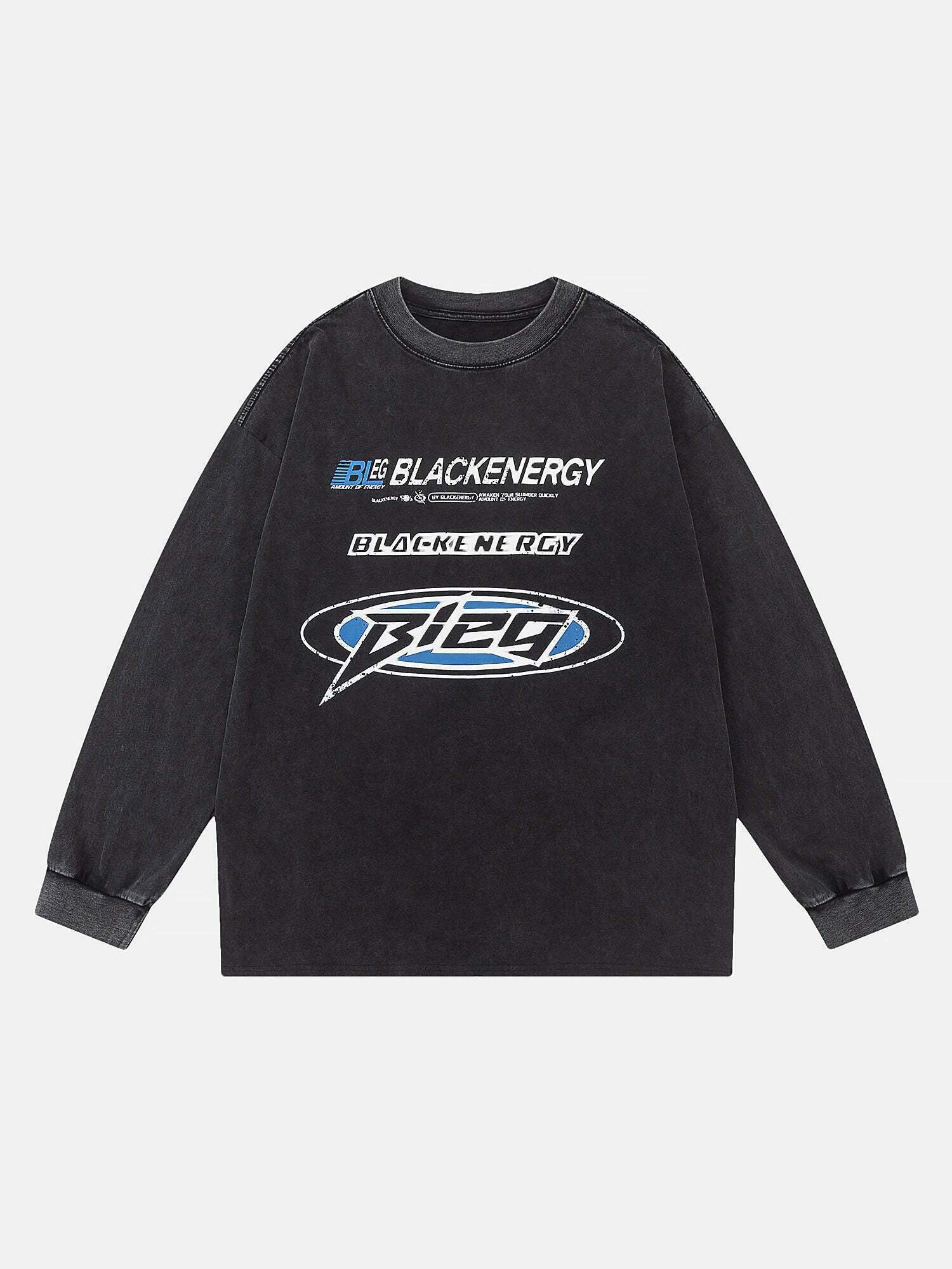 Gen Z K-POP Streetwear: Trendy Letter Print Long Sleeve Tee