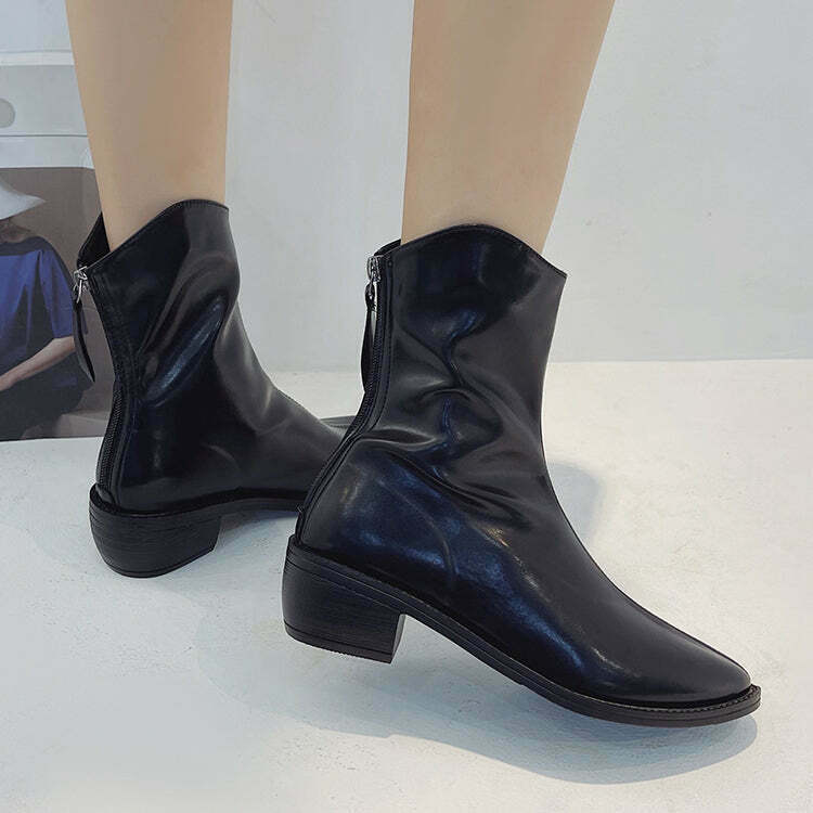 Gen Z K-POP Streetwear: Trendy Pointed Toe Thick Heel Boots