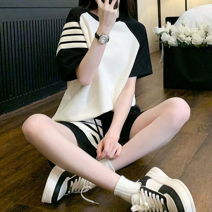 Gen Z K-POP Streetwear: Trendy Sports Casual Top & Fashion Shorts