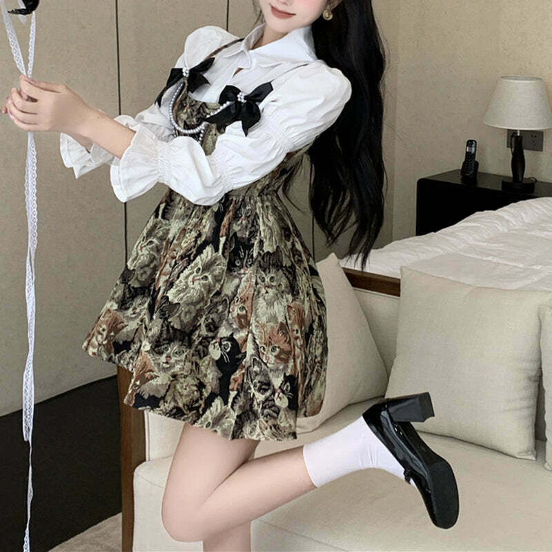 Gen Z K-POP Streetwear: Trendy Two-Piece Suspender Skirt Set