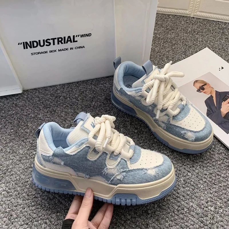 Gen Z K-POP Streetwear: Ventura Denim Sneakers for Y2K Style