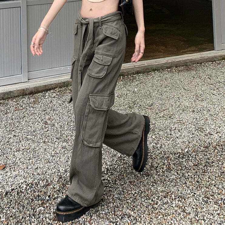 Gen Z K-POP Streetwear: Vintage Wide Leg Cargo Pants