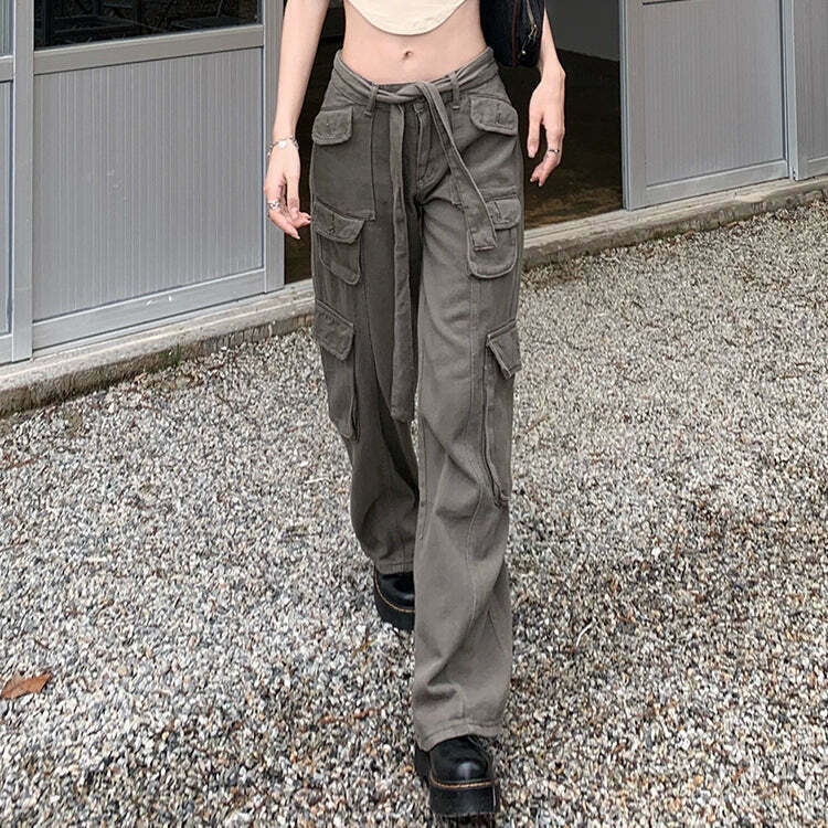 Gen Z K-POP Streetwear: Vintage Wide Leg Cargo Pants