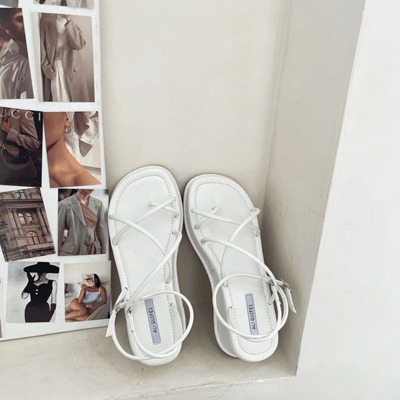 Gen Z K-POP Streetwear: Viviana Cross Strap Sandals for Y2K Fashion