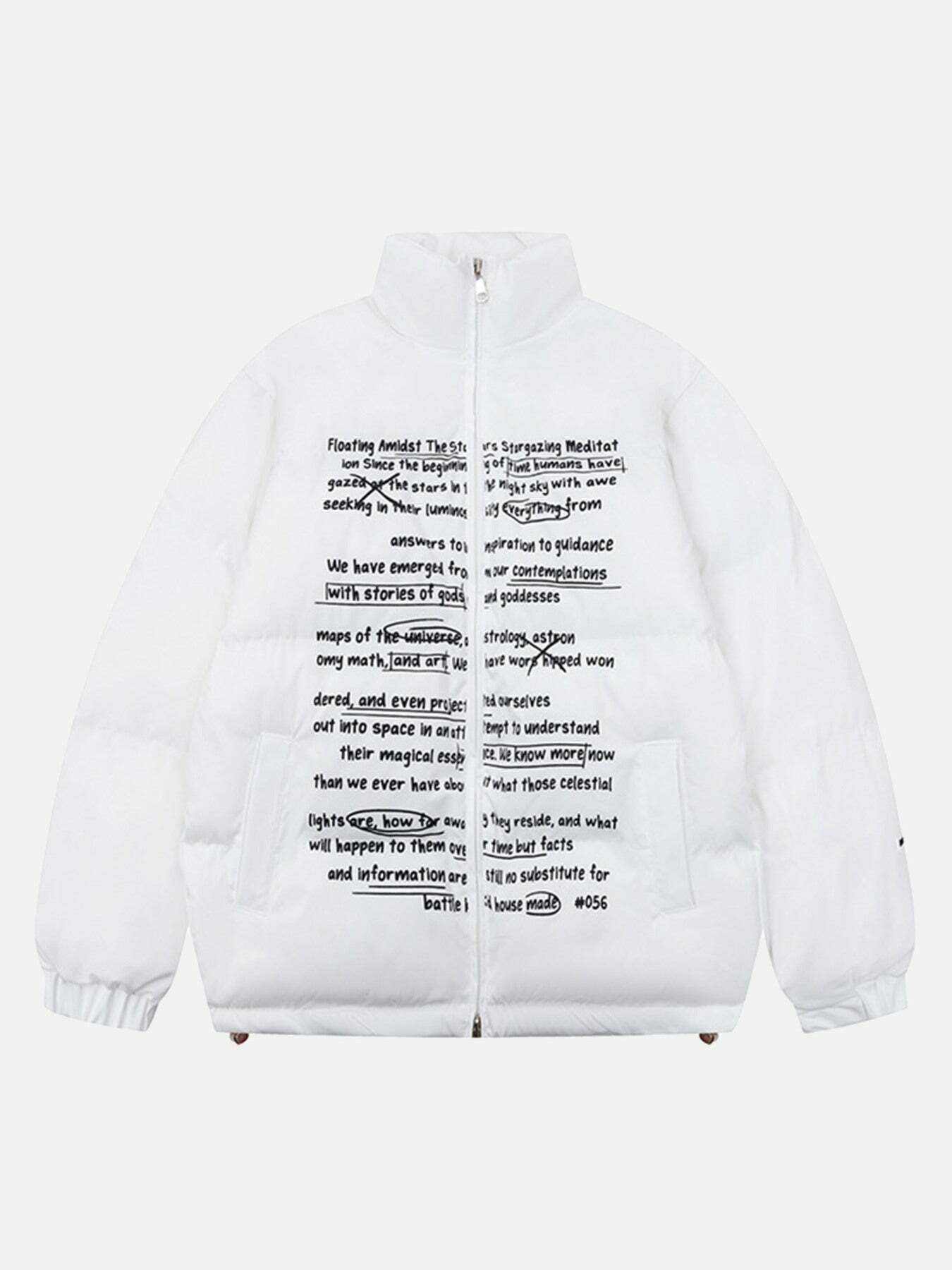 Gen Z K-POP Streetwear Y2K Handwritten Font Down Jacket