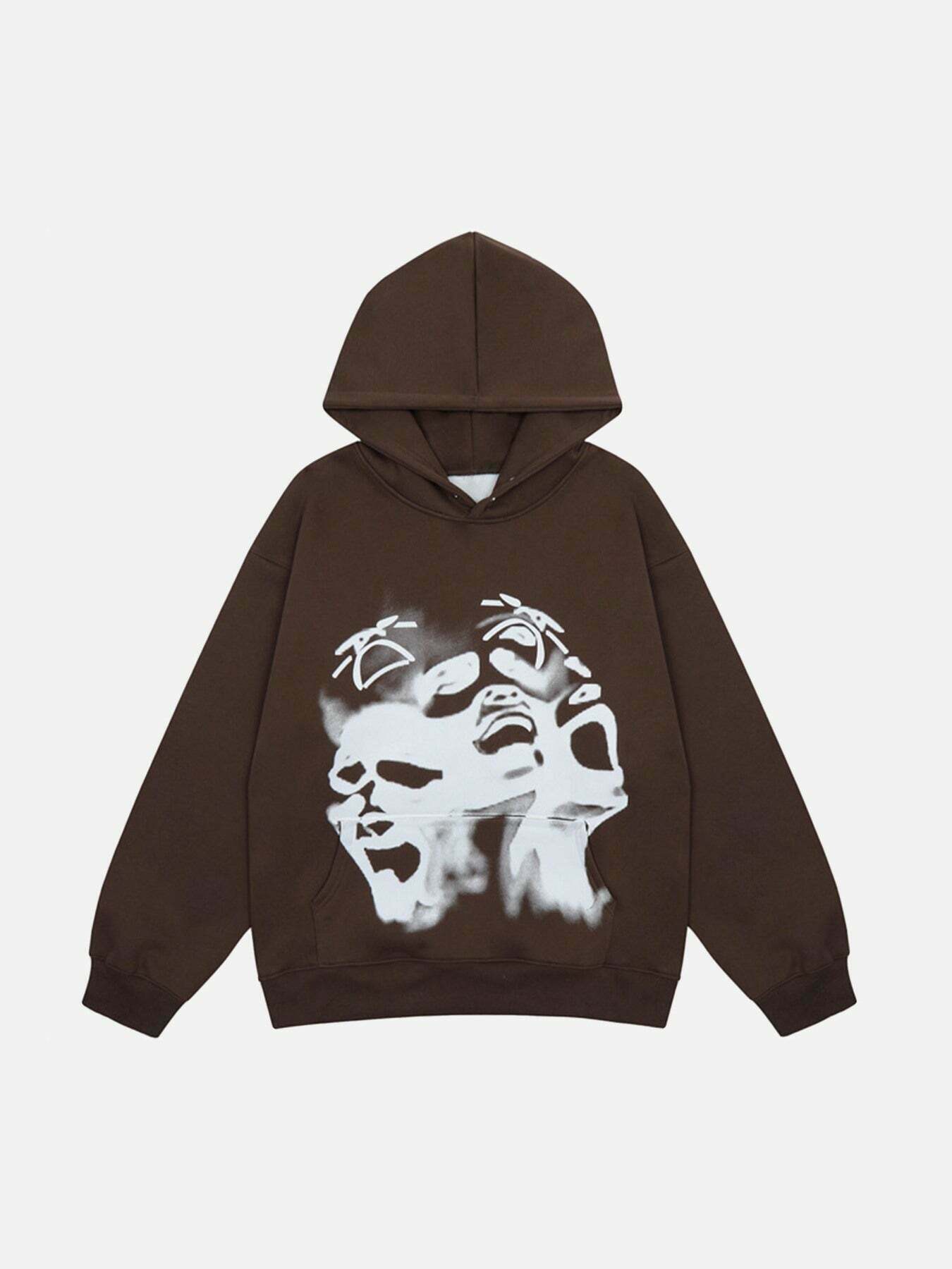 Gen Z K-POP Y2K Star Print Hoodie for Streetwear Fashion