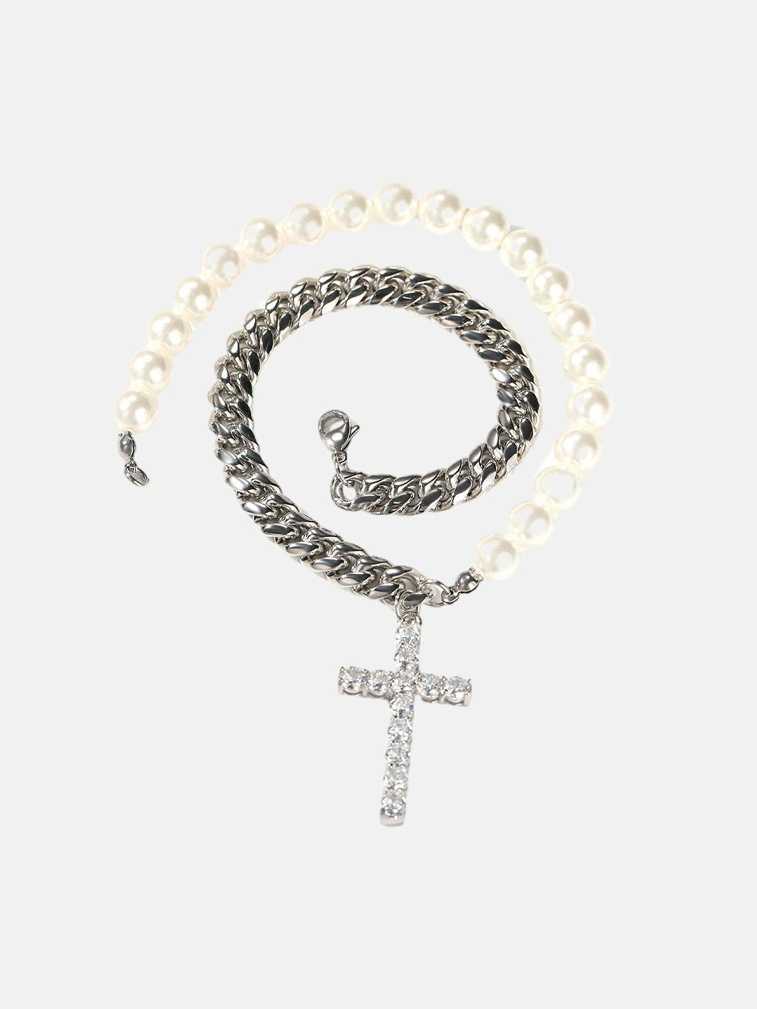 Gen Z K-POP Y2K Streetwear Pearl Necklace with Cuban Strand Design