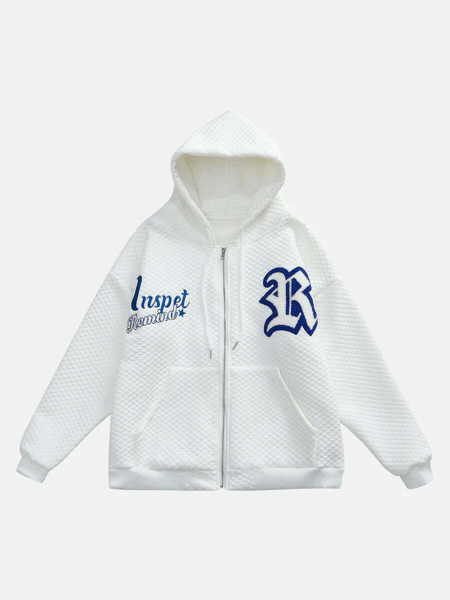 Gen Z Letter Embroidered Streetwear Hoodie Jacket