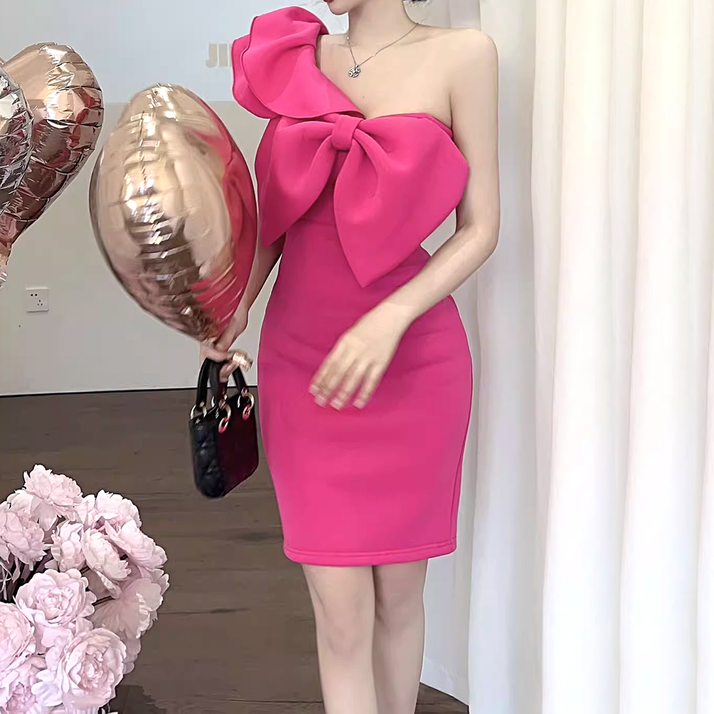 Gen Z One Shoulder Ruffle Bodycon Dress for K-POP & Y2K Fashion