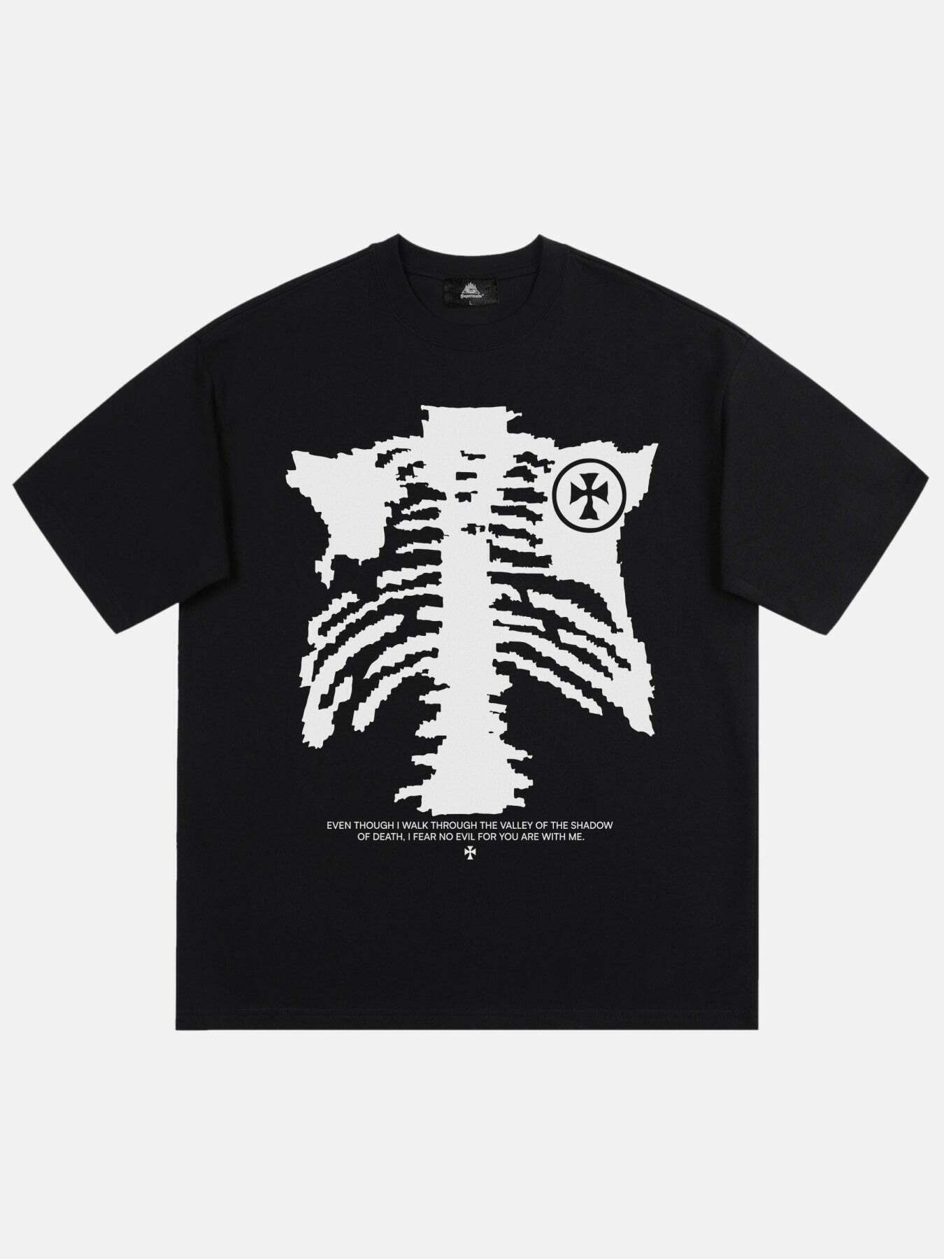 Gen Z Skull Print Tee: K-POP Streetwear for Y2K Fashion