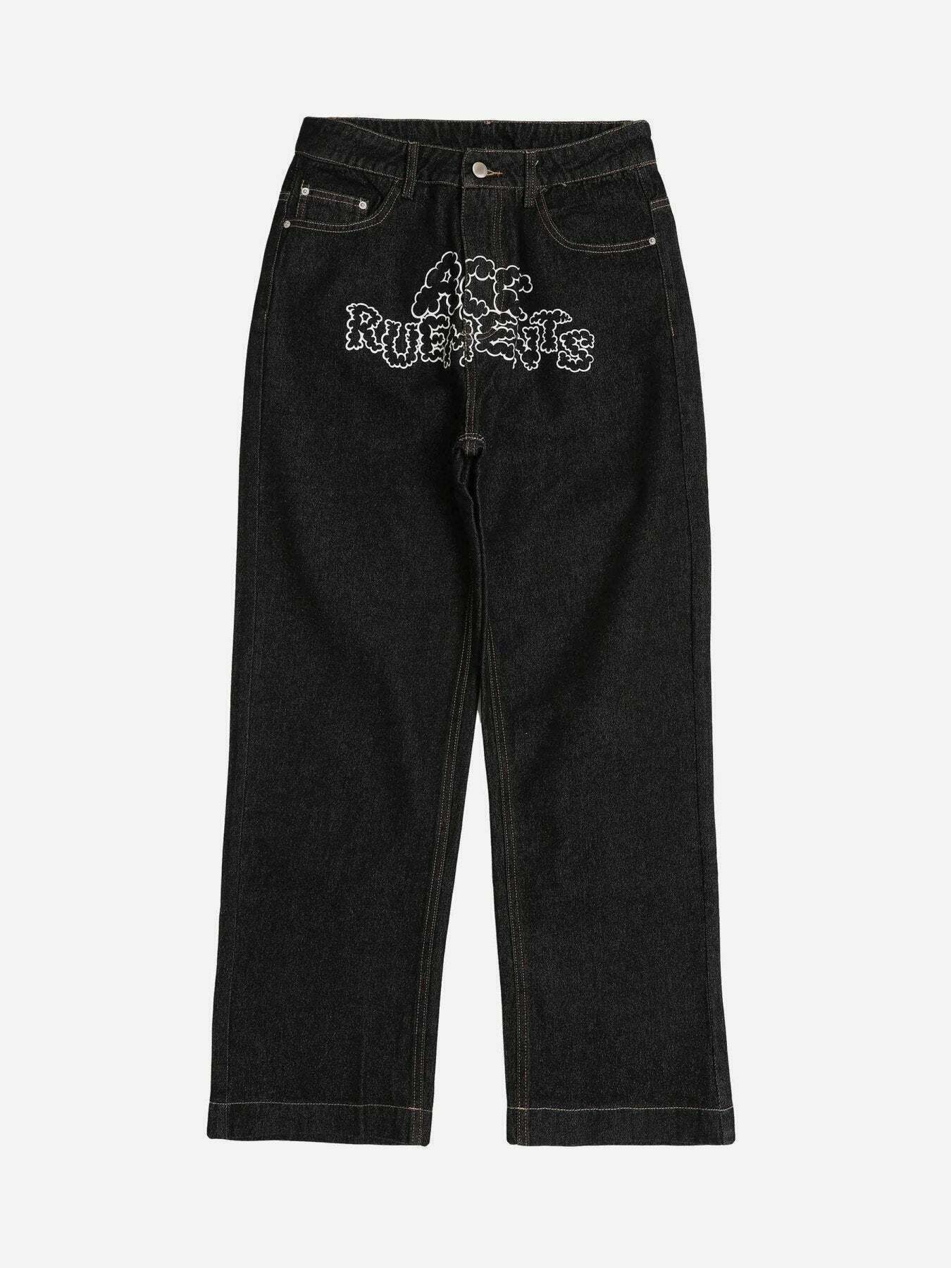 Gen Z Star Print Jeans: Trendy K-POP Streetwear for Y2K Style