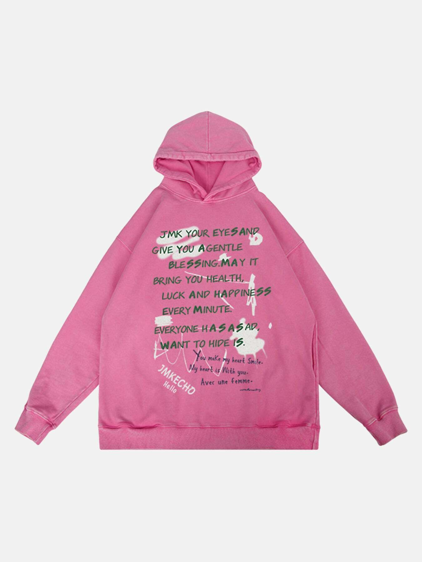 Gen Z Streetwear: Alphabet Graffiti Print Hoodie for K-POP & Y2K Fashion