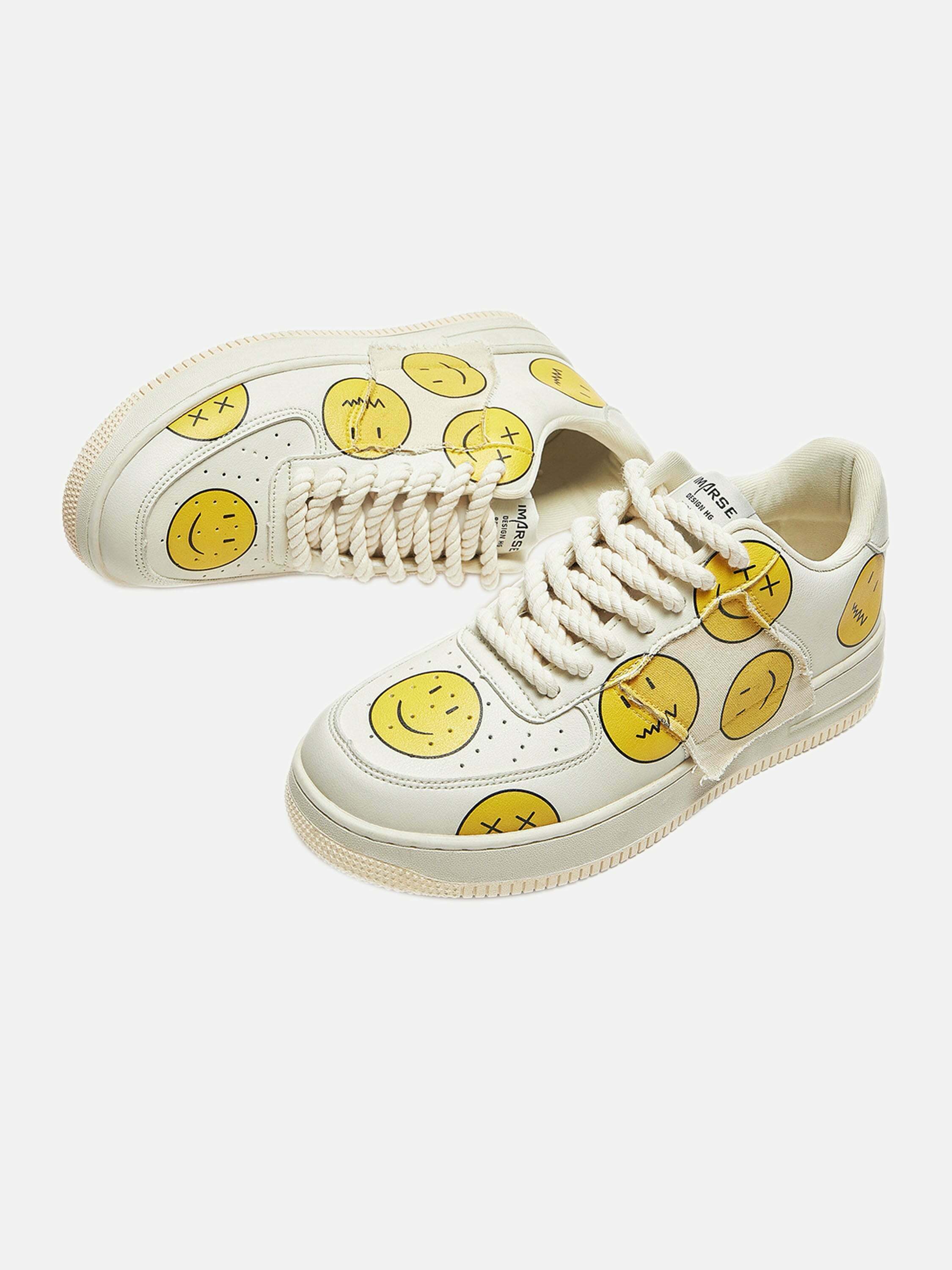 Gen Z Streetwear: American Fun Smiley Face Board Shoes for K-POP & Y2K Fashion