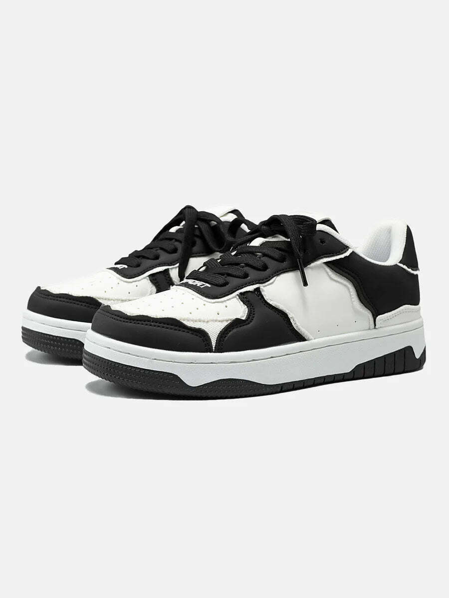 Gen Z Streetwear Black & White Board Casual Shoes - Trendy K-POP Y2K Style