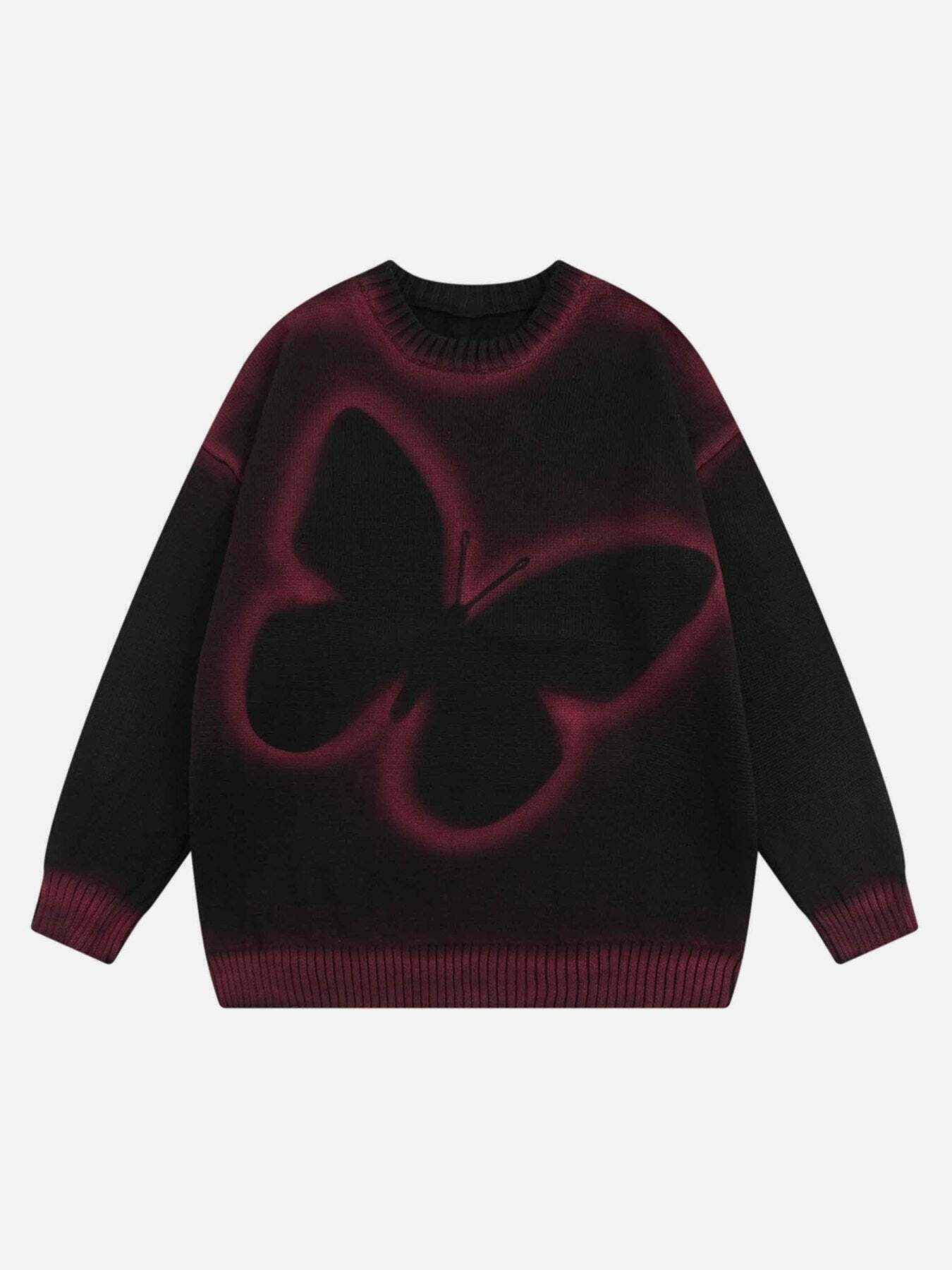 Gen Z Streetwear: Butterfly Airbrush Graffiti Sweater for K-POP & Y2K Fashion