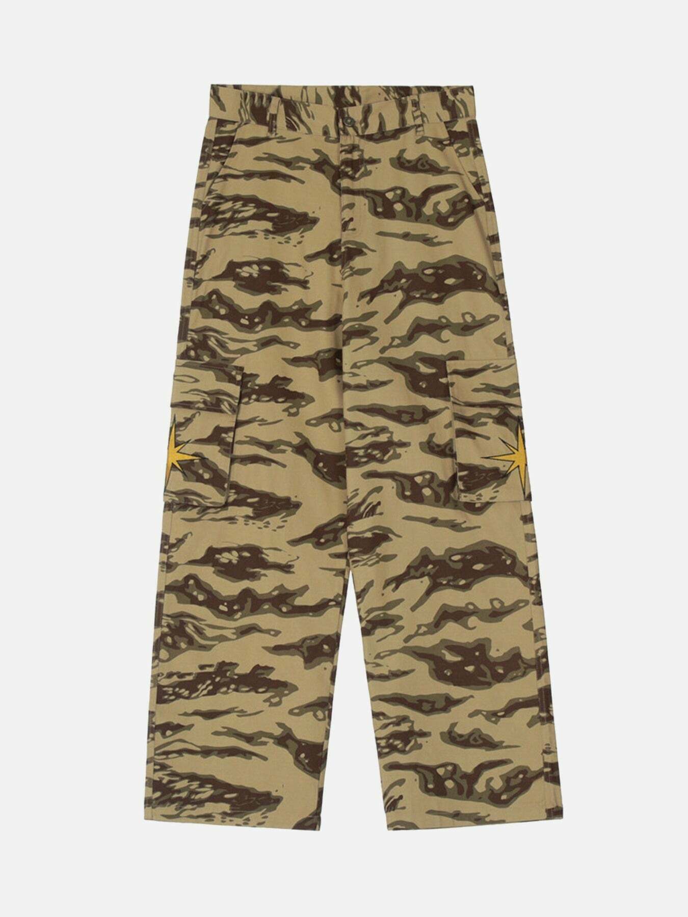 Gen Z Streetwear: Camo Print Work Pants for K-POP & Y2K Style