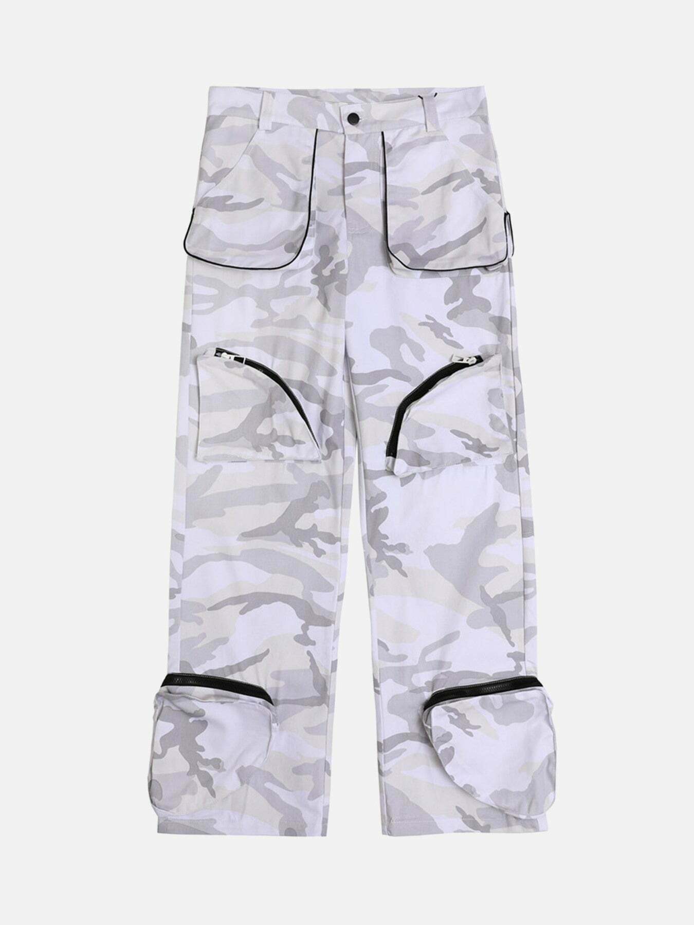 Gen Z Streetwear: Camo Work Pants with 3D Pockets for K-POP & Y2K Style