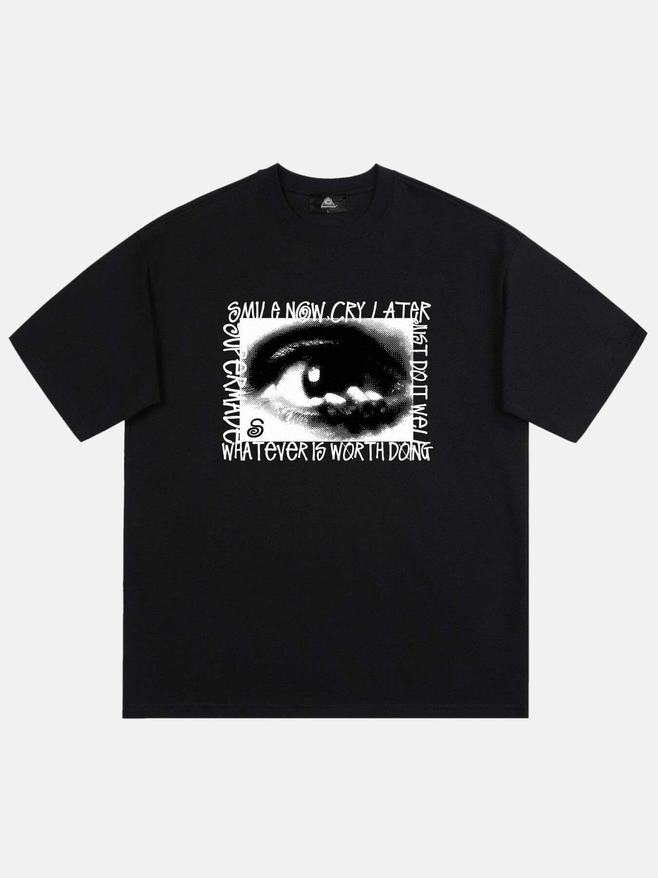 Gen Z Streetwear Eye Print T-Shirt for K-POP & Y2K Fashion