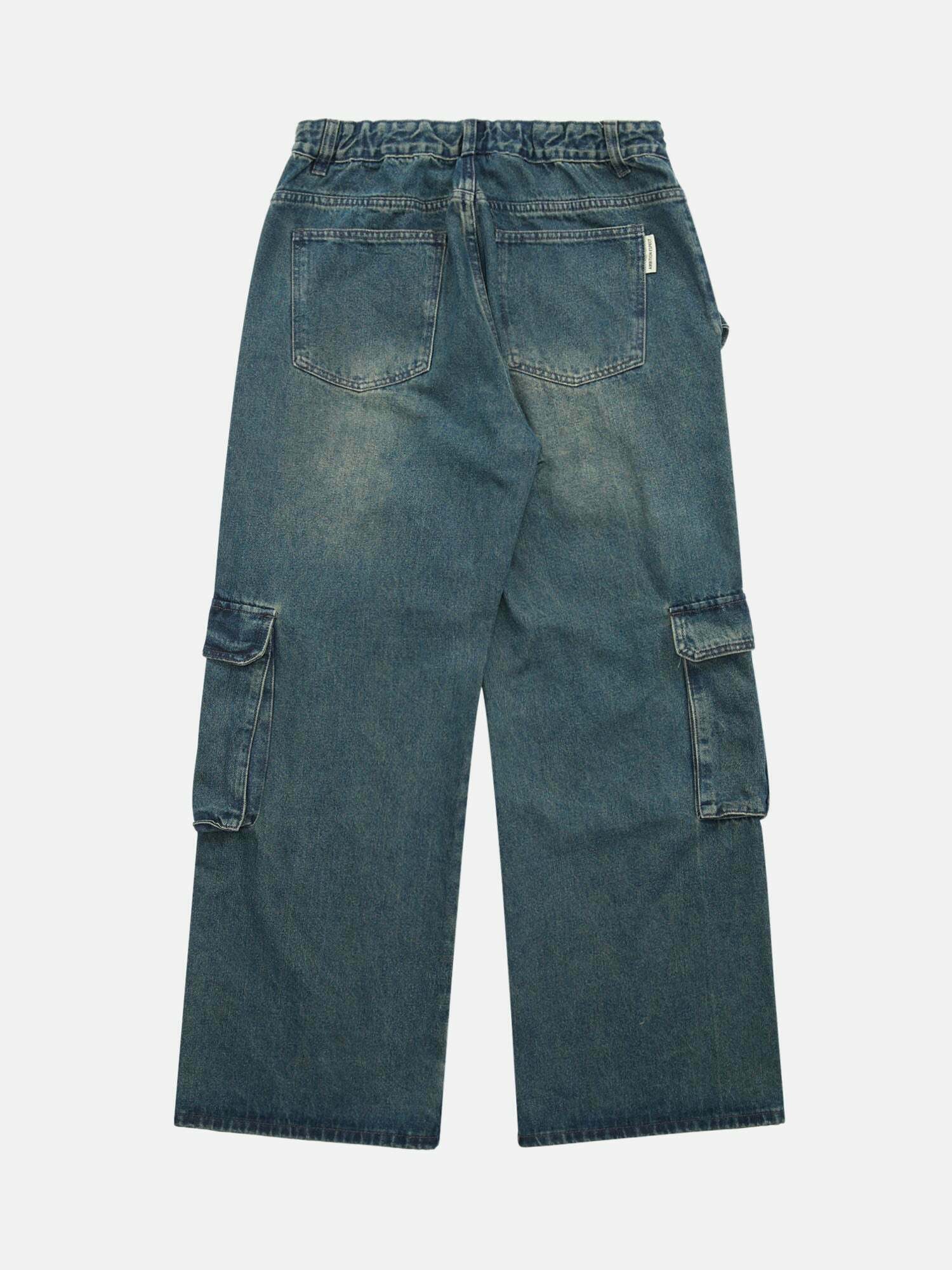 Gen Z Streetwear: Heavy Duty Multi-pocket Jeans for Y2K Fashion