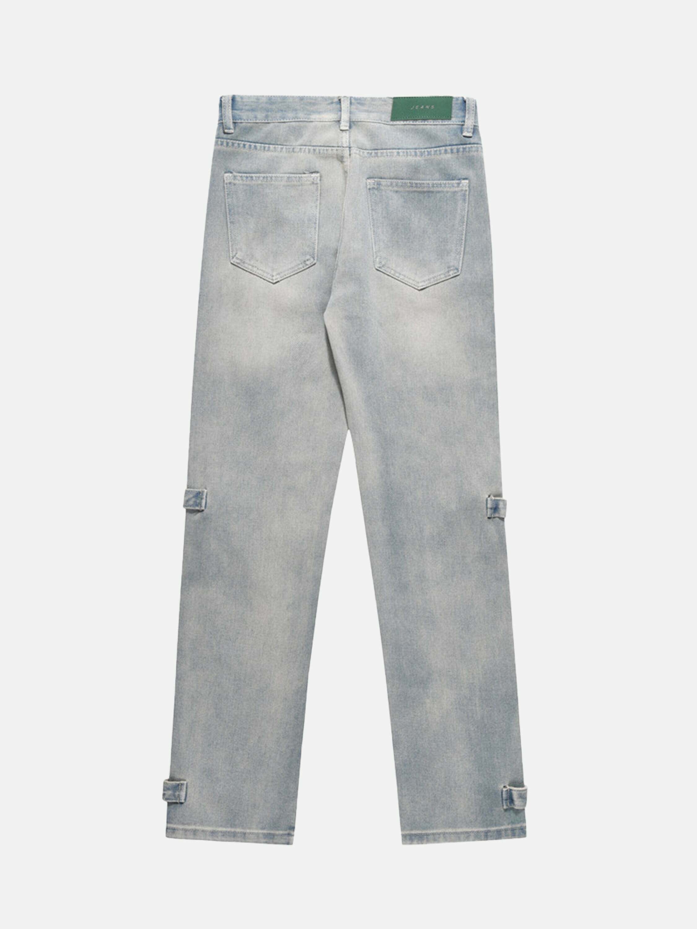 Gen Z Streetwear: High Street Hip-hop Zipper Straight Jeans