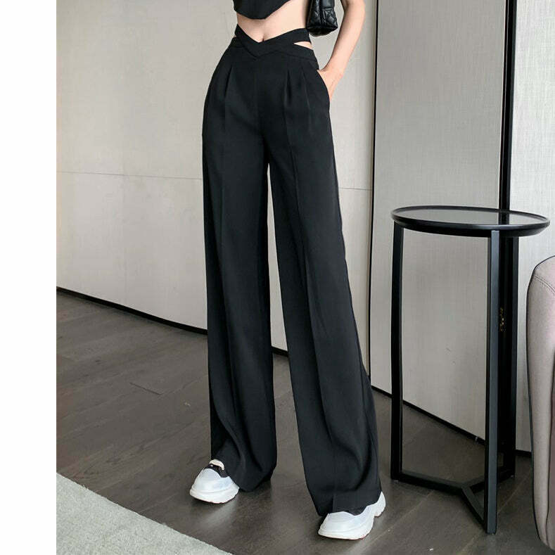 Gen Z Streetwear: High Waist Wide Leg Casual Pants for Y2K Style