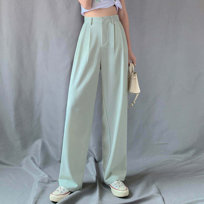 Gen Z Streetwear: High Waist Wide Leg Mopping Trousers for K-POP & Y2K Fashion