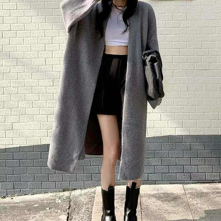 Gen Z Streetwear Knit Cardigan: Y2K Style Sweater Coat