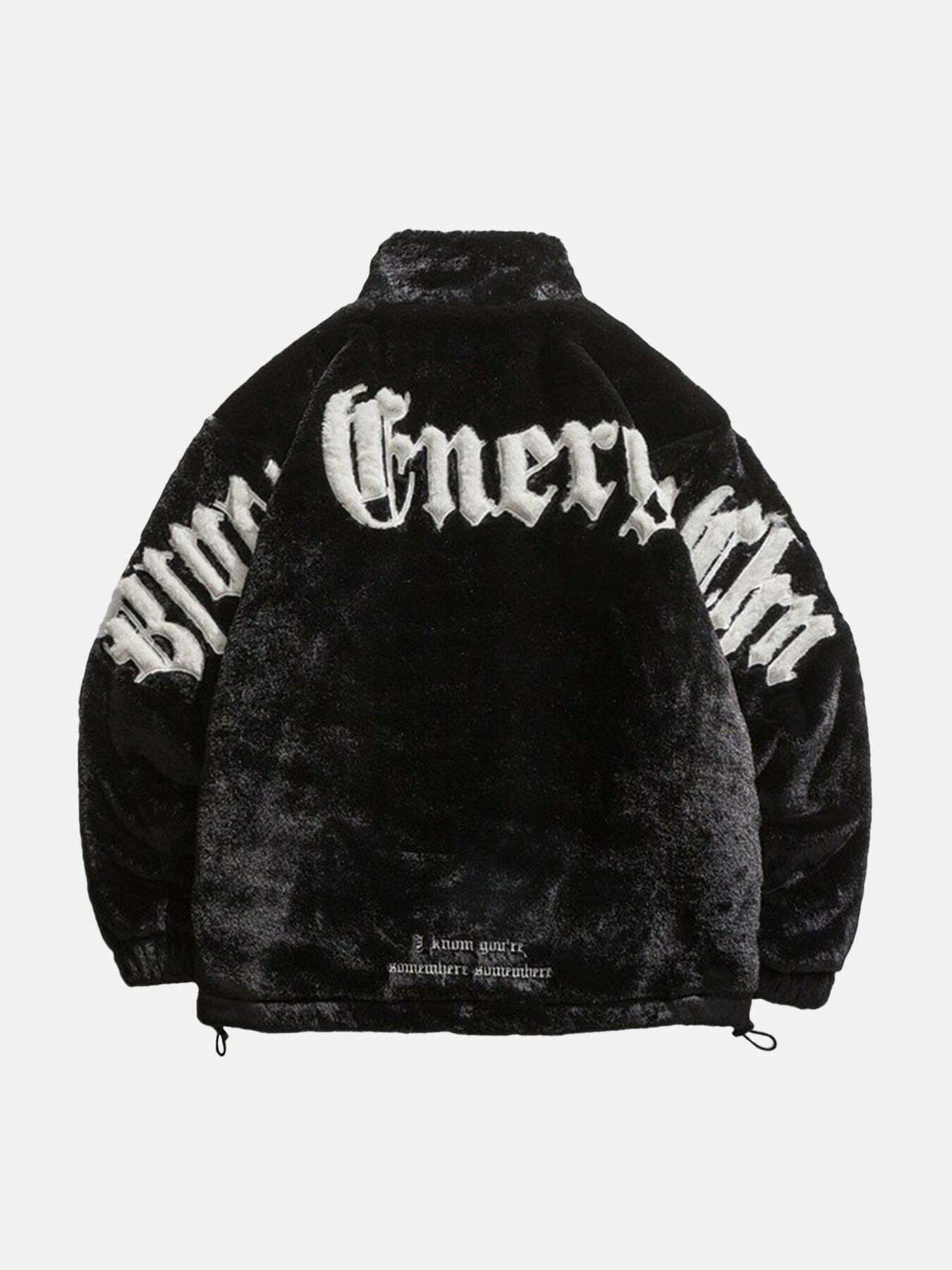 Gen Z Streetwear: Letter Embroidered Plush Jacket