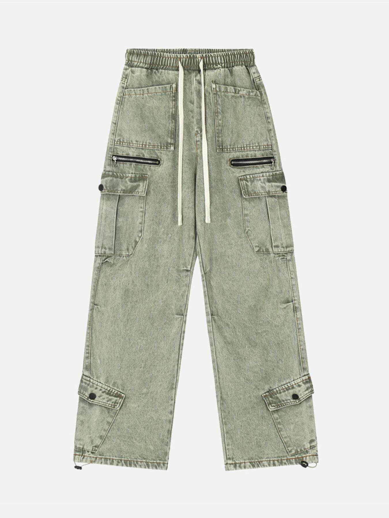 Gen Z Streetwear: Loose Elastic Waist Drawstring Trousers for Y2K Fashion