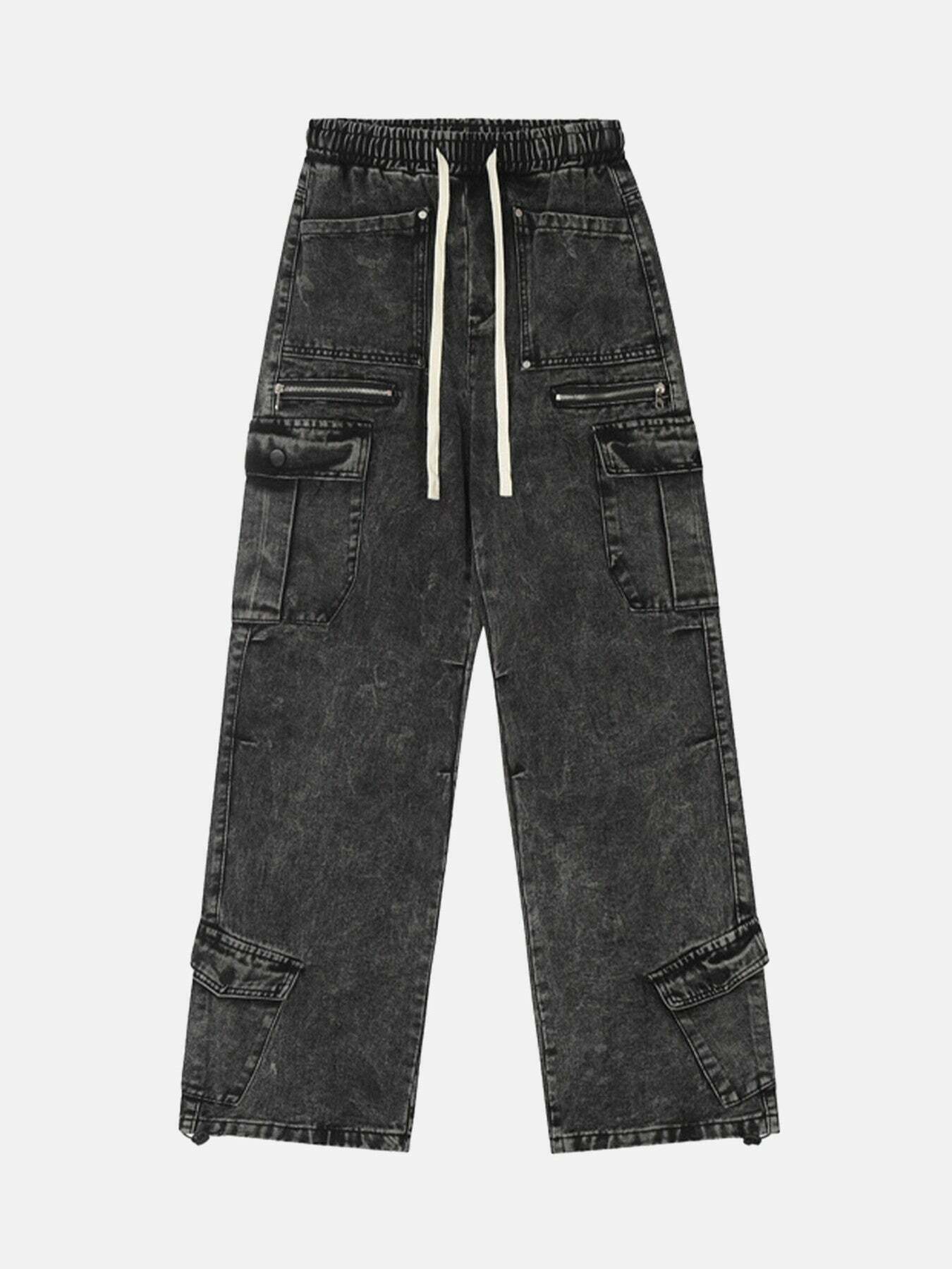 Gen Z Streetwear: Loose Elastic Waist Drawstring Trousers for Y2K Fashion