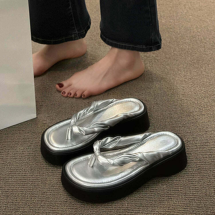 Gen Z Streetwear Platform Flip-Flops: Y2K Beach Sandals