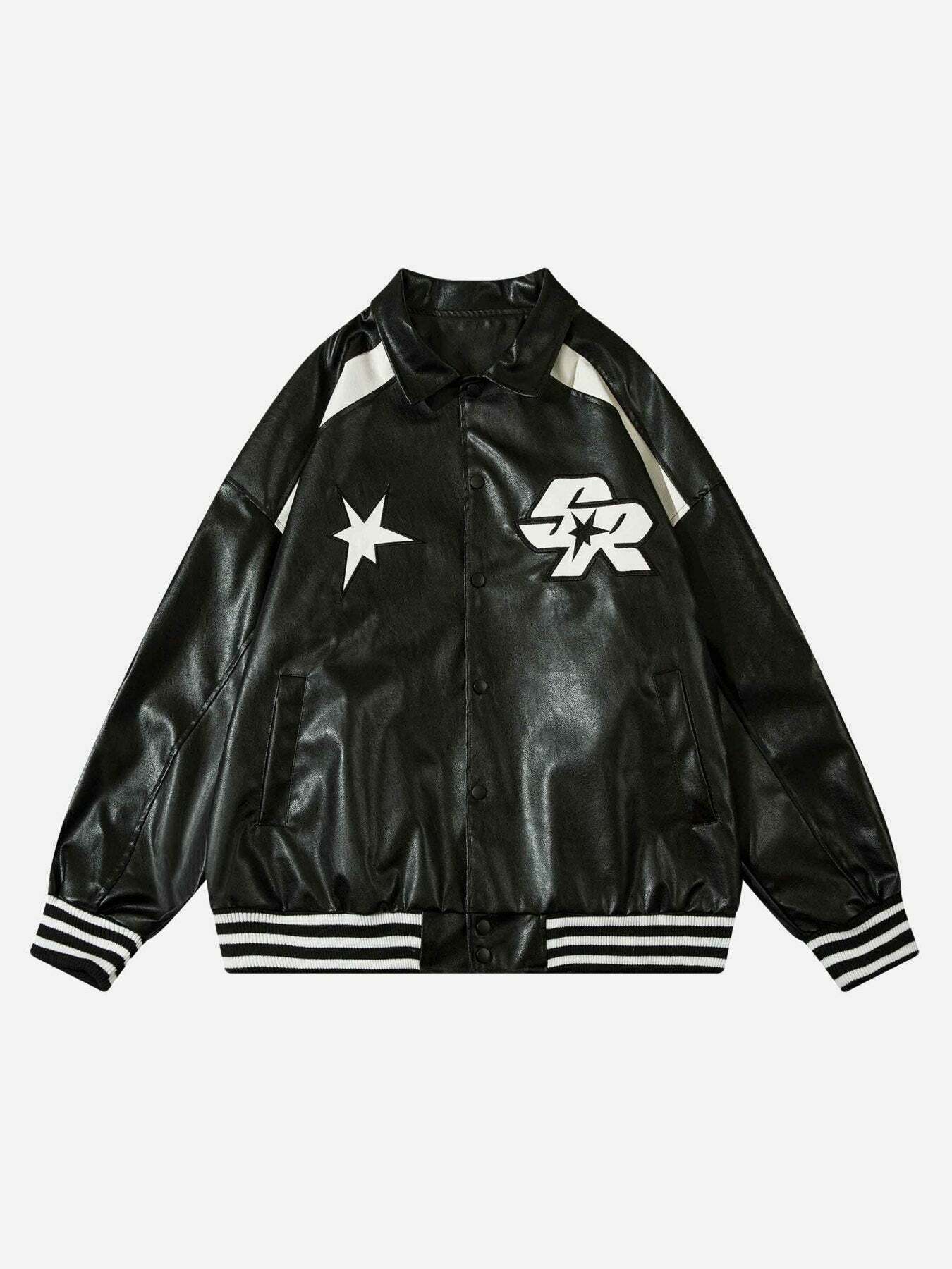 Gen Z Streetwear: Retro Leather Jacket for Y2K Fashion