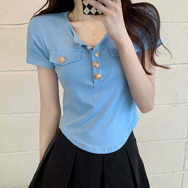 Gen Z Streetwear: Short Sleeve Irregular Top in Solid Color