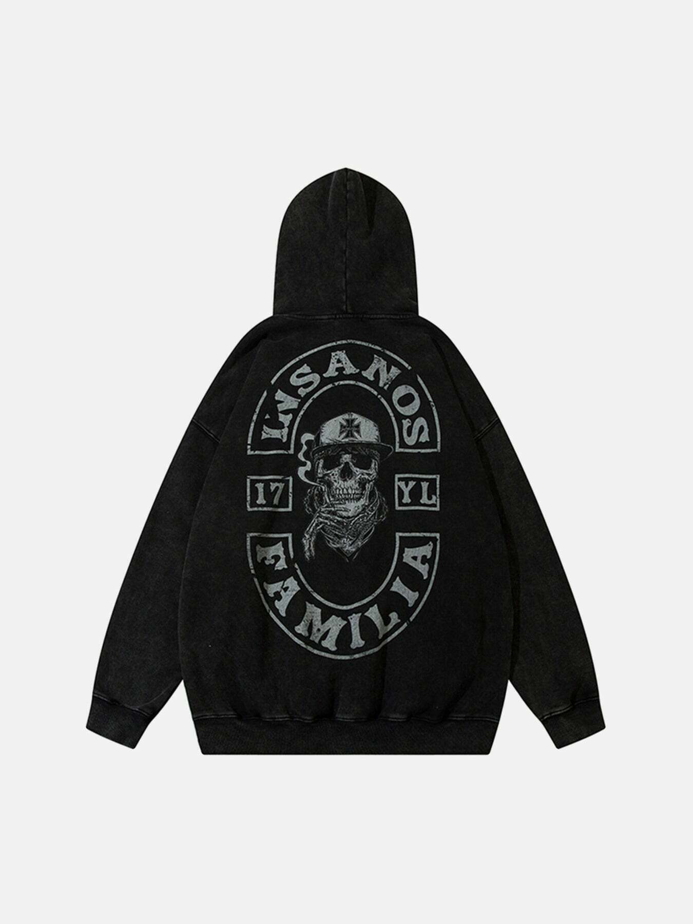 Gen Z Streetwear: Skull Print Hoodie for K-POP & Y2K Fashion