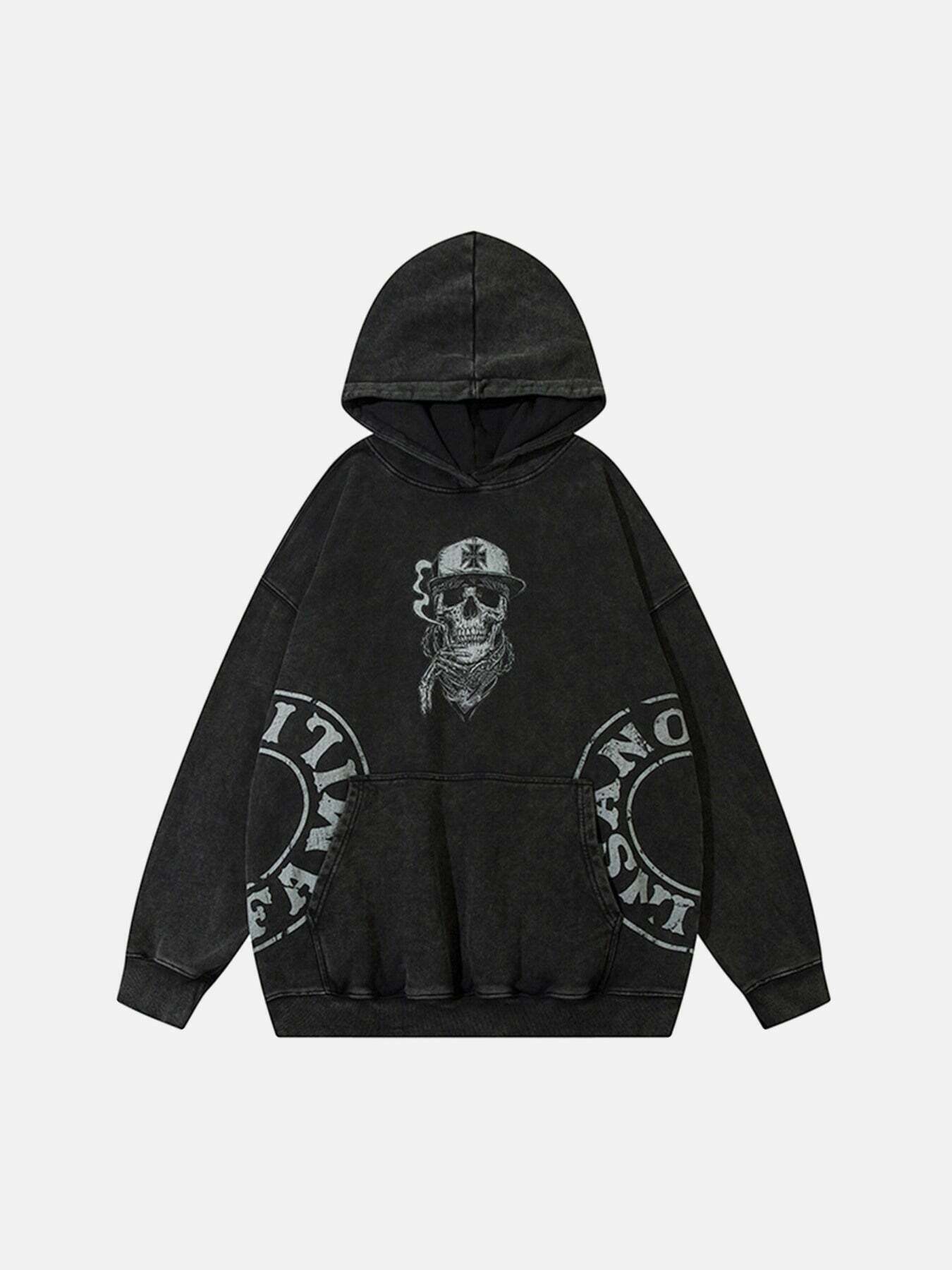 Gen Z Streetwear: Skull Print Hoodie for K-POP & Y2K Fashion