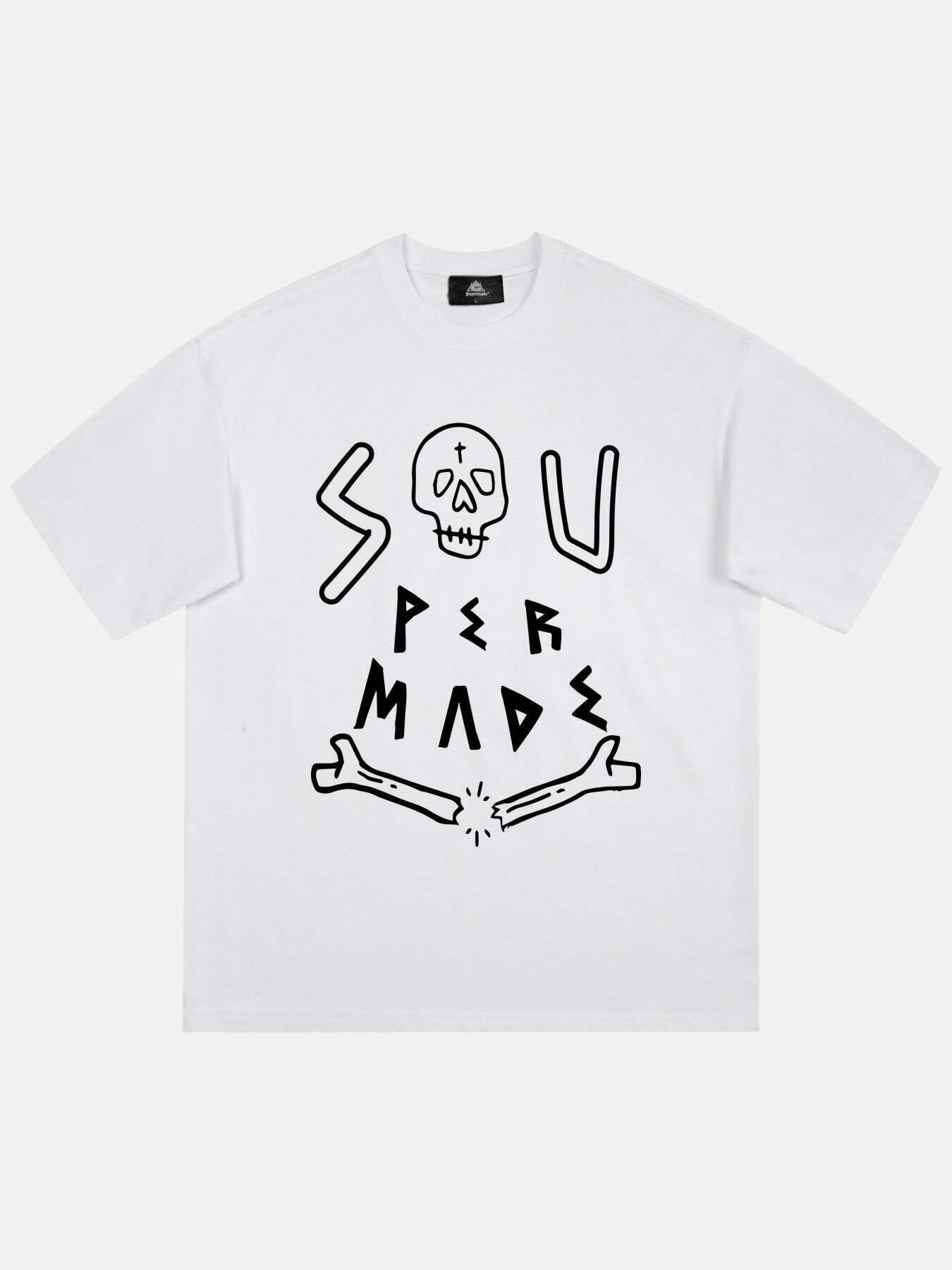 Gen Z Streetwear: Skull Print Tee for K-POP & Y2K Fashion