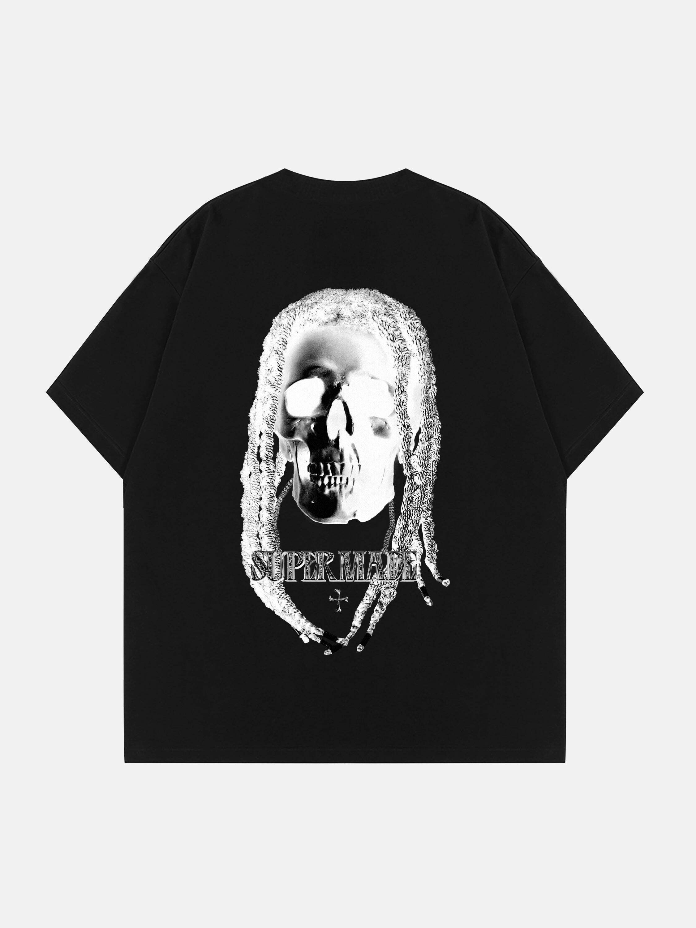 Gen Z Streetwear: Skull Print Tee for K-POP & Y2K Fashion