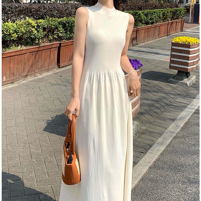 Gen Z Streetwear Sleeveless Knit Dress for Y2K Fashion