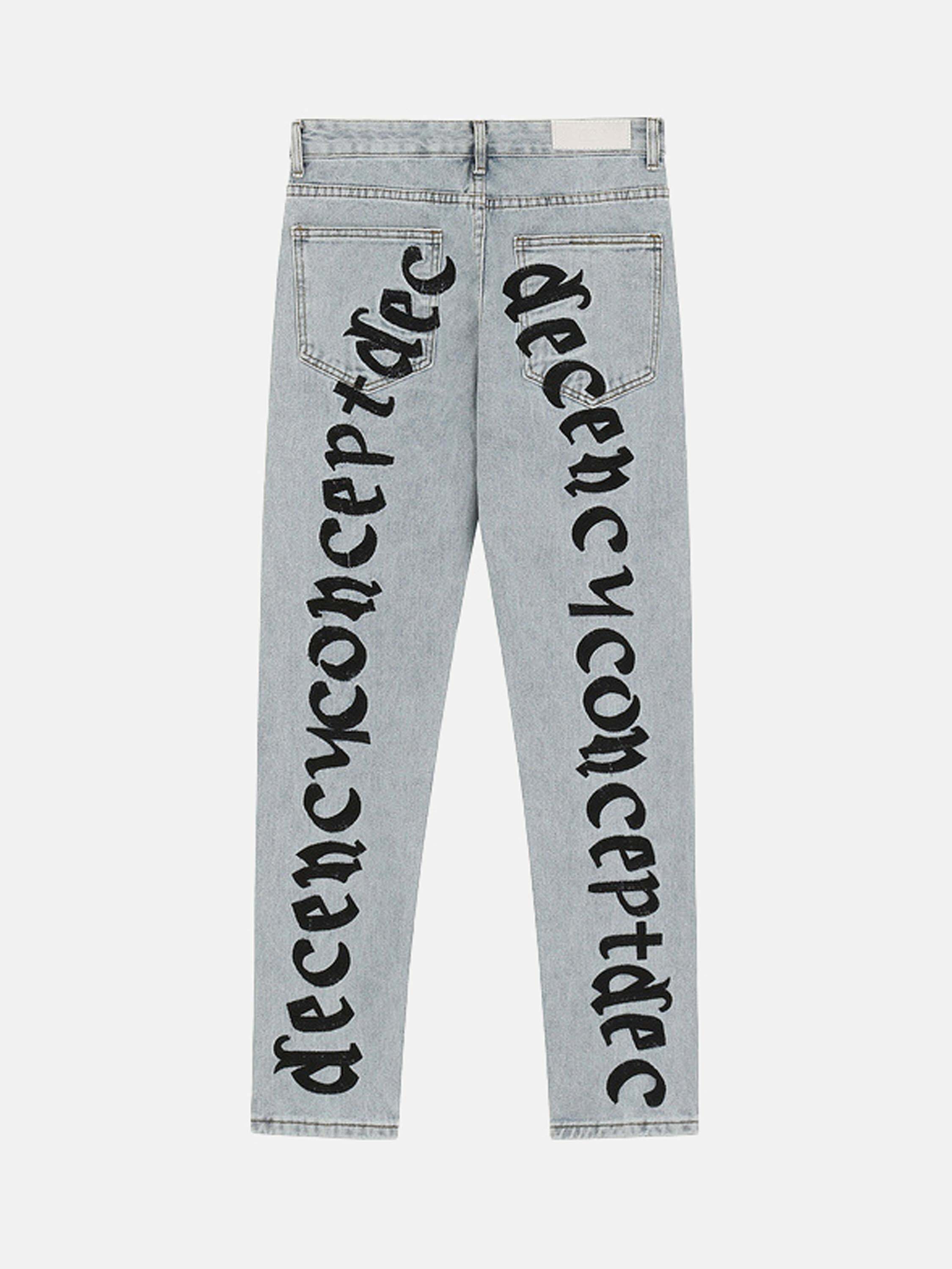 Gen Z Streetwear: Slim-Fit Skinny Jeans with Letter Embroidery