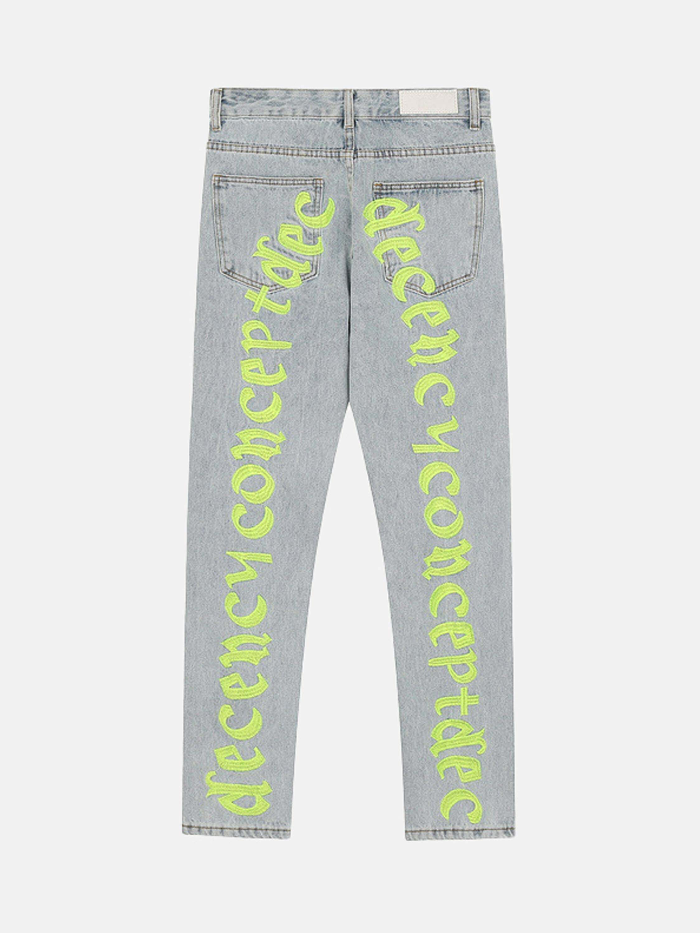 Gen Z Streetwear: Slim-Fit Skinny Jeans with Letter Embroidery