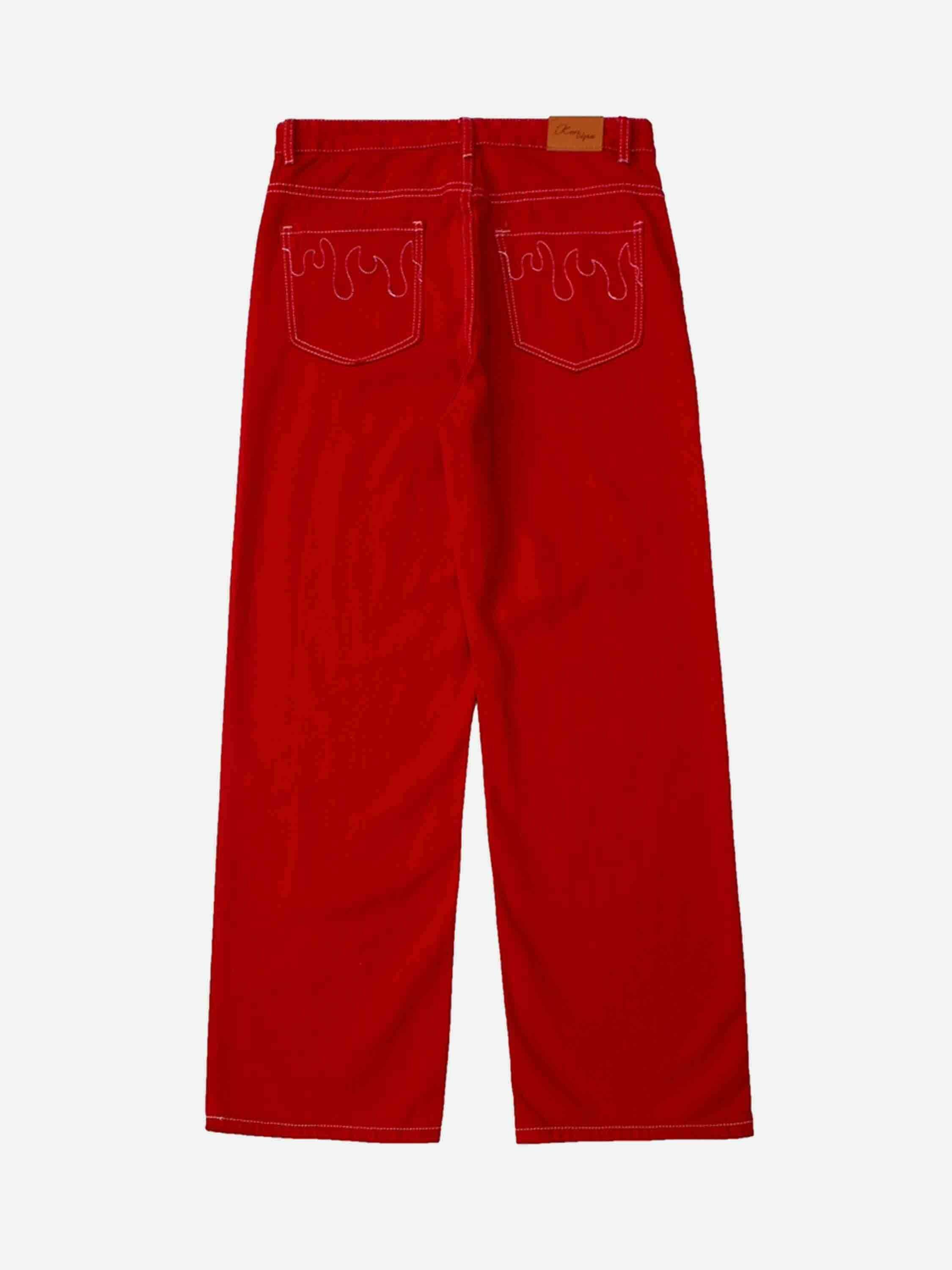 Gen Z Streetwear: Solid Color Casual Jeans for Y2K Fashion -1224