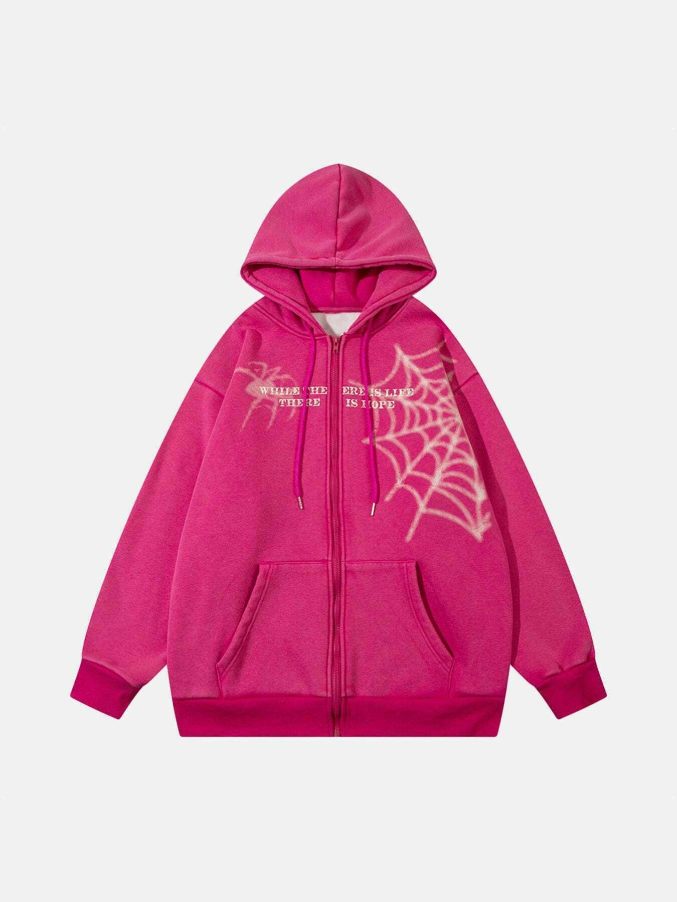 Gen Z Streetwear: Spiderweb Print Hoodie for K-POP & Y2K Fashion