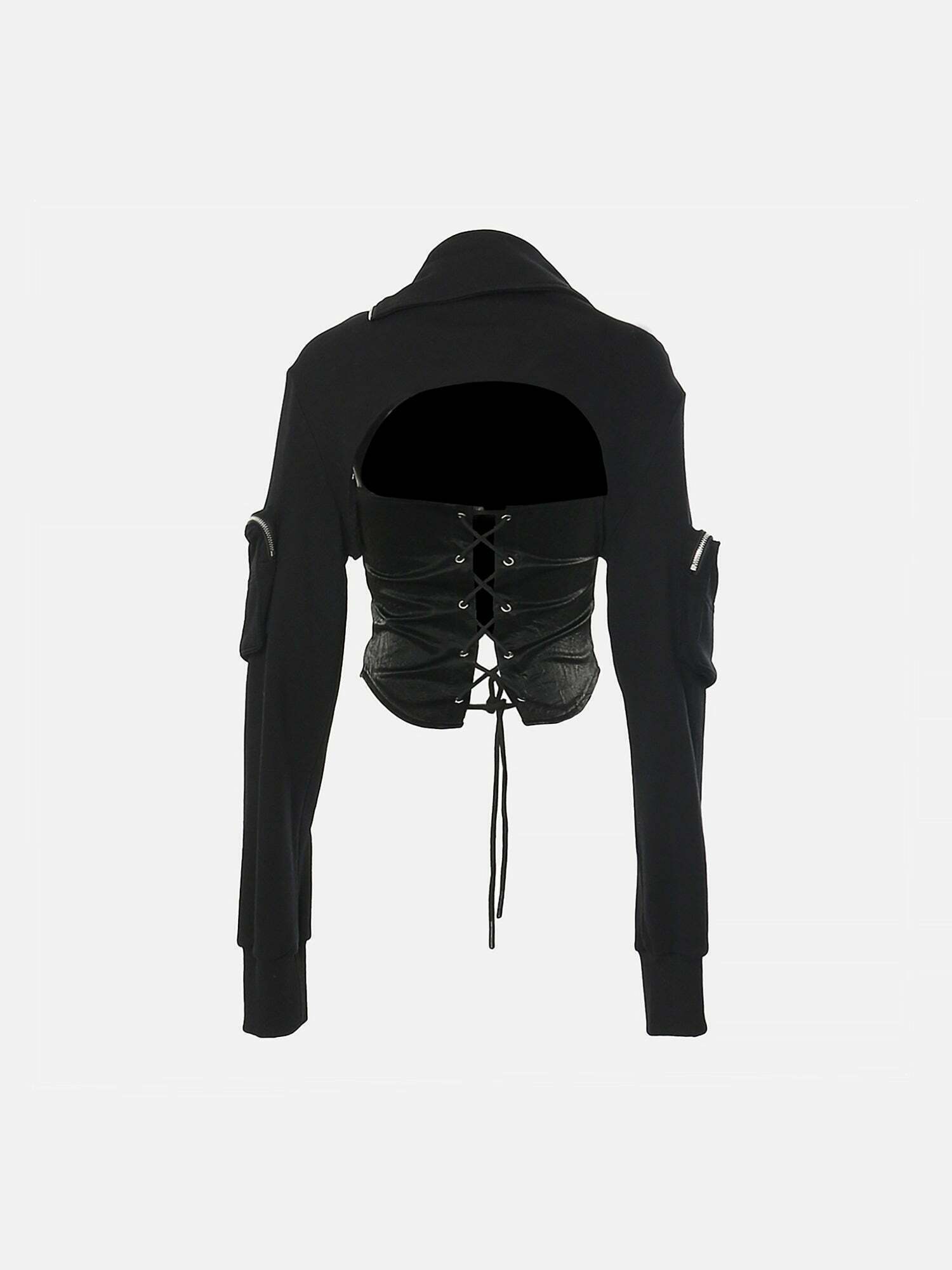 Gen Z Streetwear: Spliced Slim Fit Hoodie with Adjustable Design