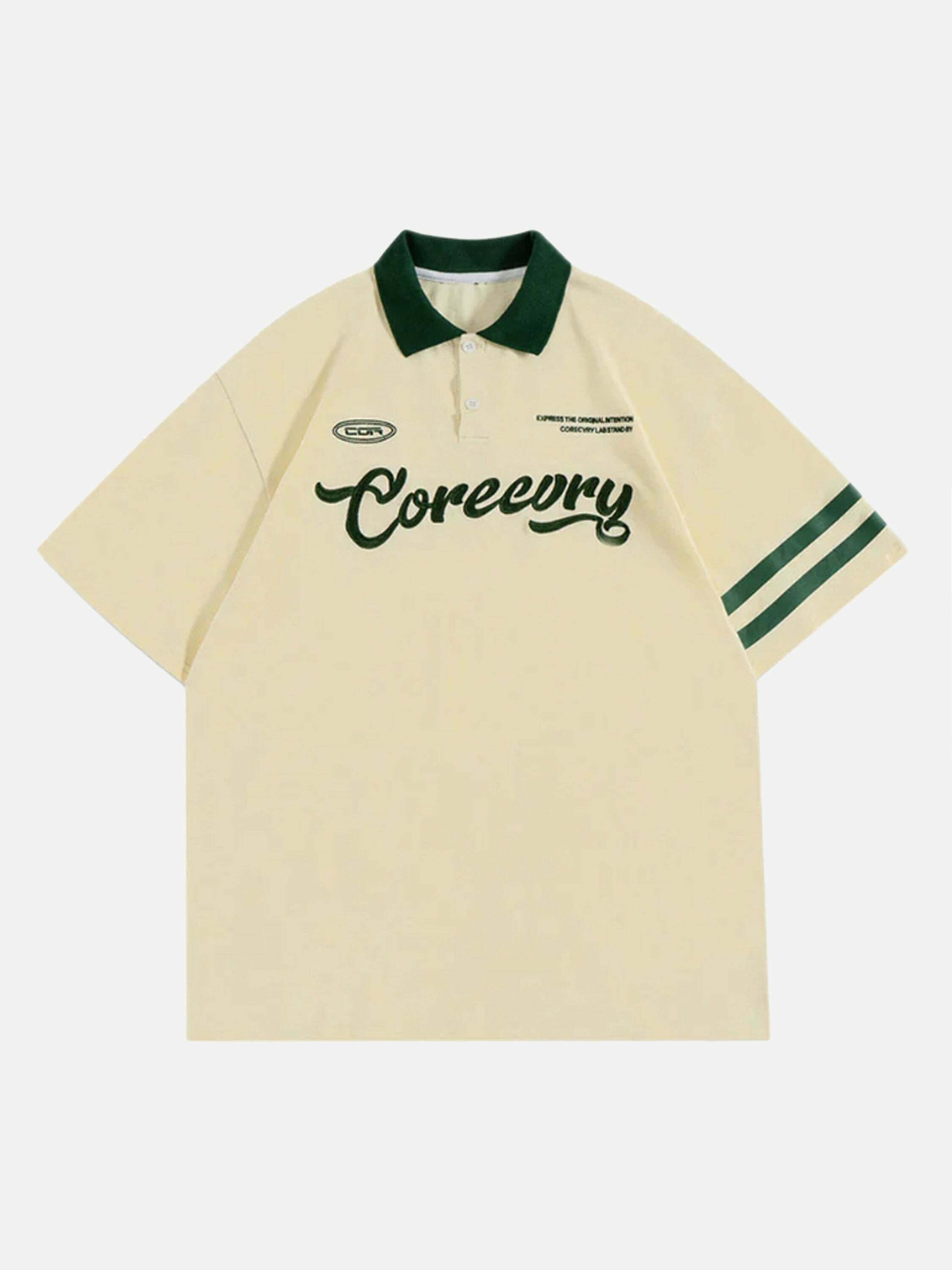 Gen Z Streetwear: Trendy Letter Embroidered Polo Shirt