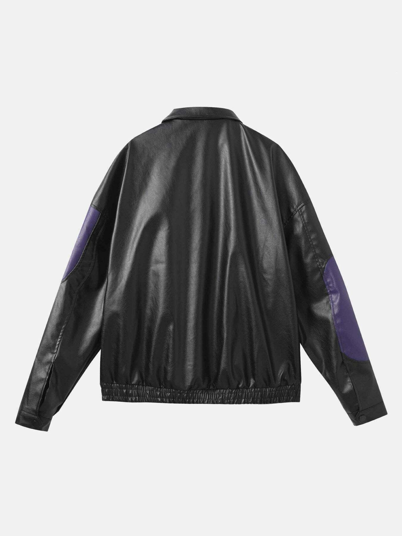 Gen Z Streetwear Y2K Patchwork PU Leather Jacket