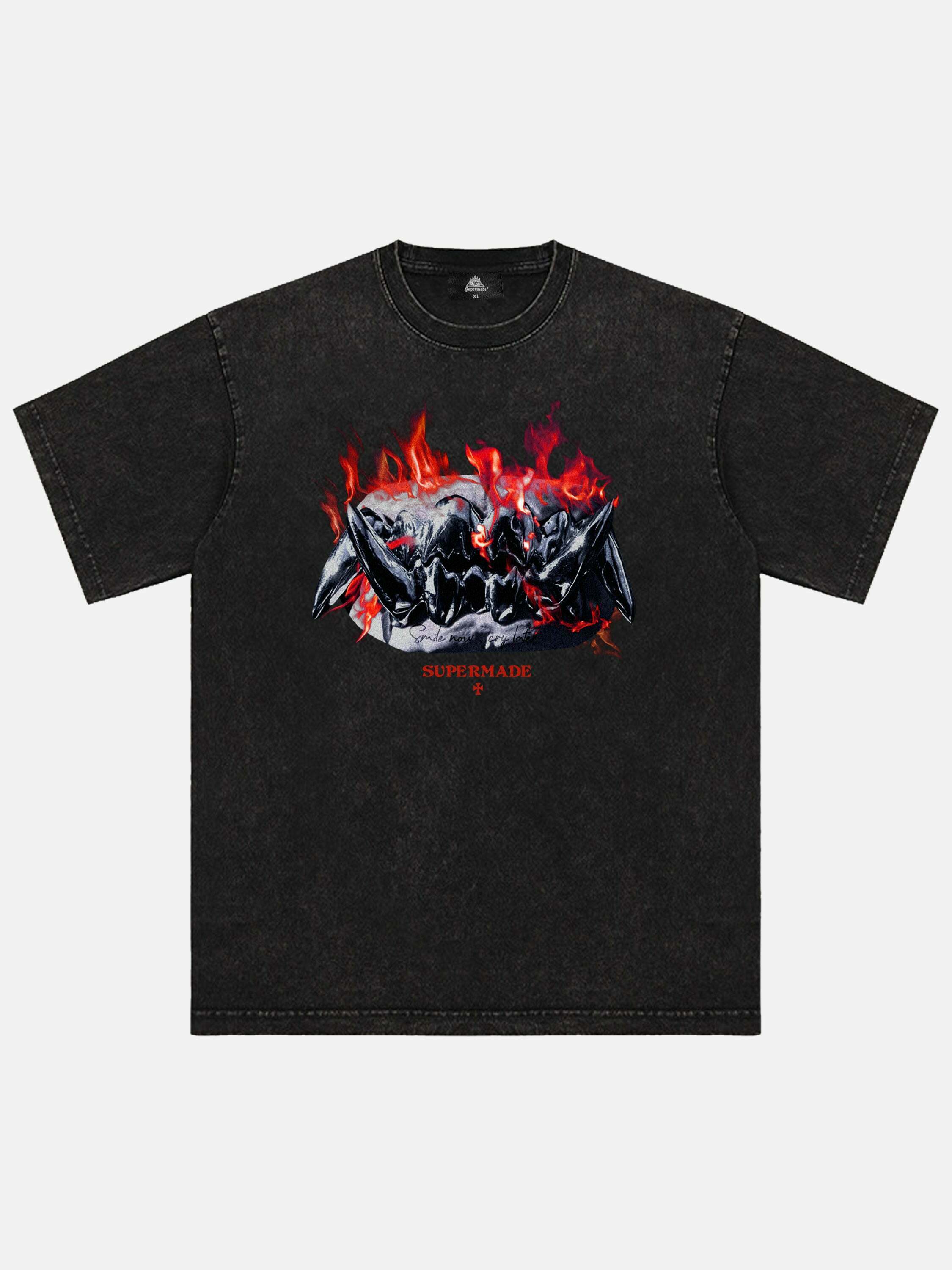 Gen Z Vintage Dark Print Tee for K-POP & Y2K Streetwear