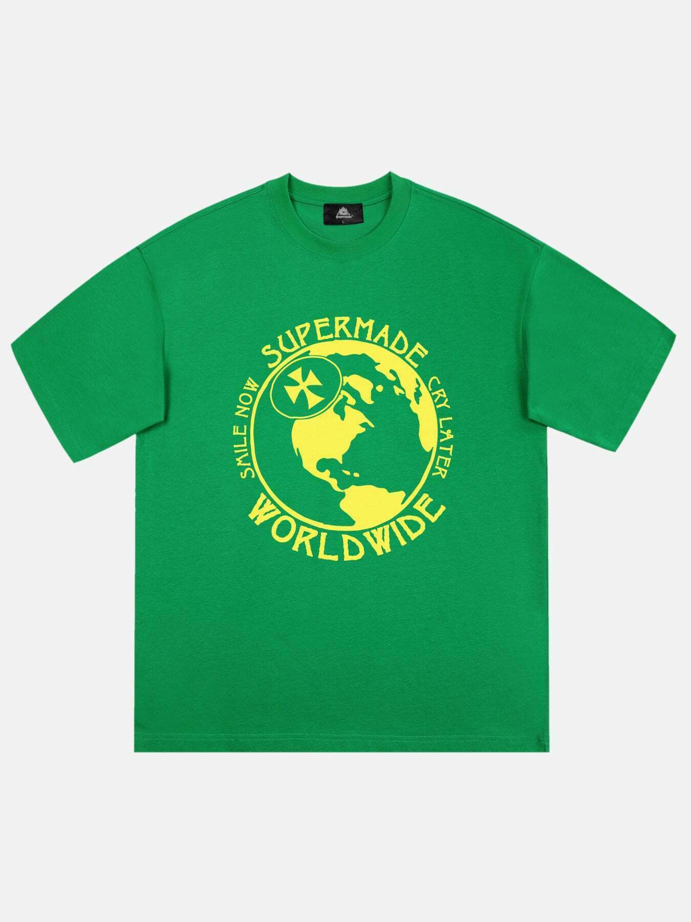 Globe Print Tee: Trendy Gen Z K-POP Streetwear with Y2K Vibe