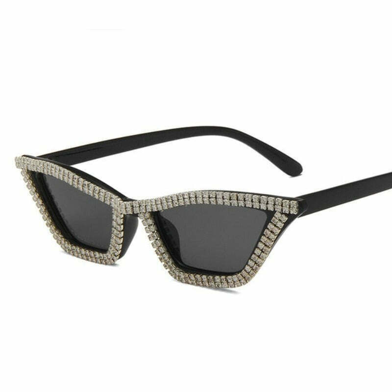 Glossy Crystal Sunglasses: Trendy Gen Z K-POP Streetwear Accessory