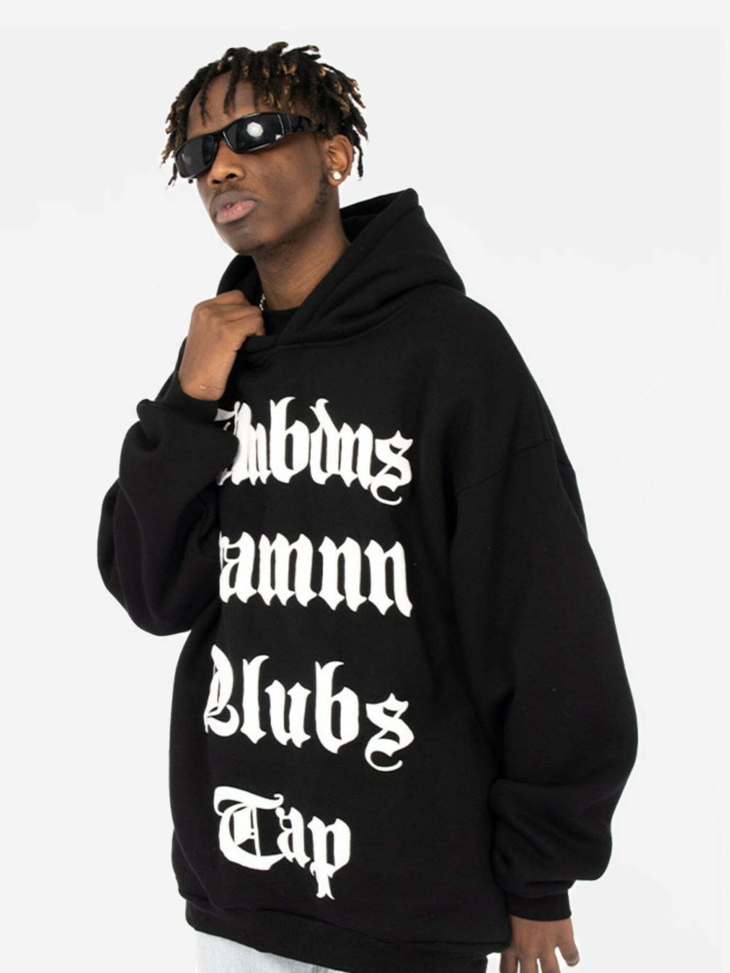 Gothic Letter Print Hoodie for Gen Z Streetwear Fashion